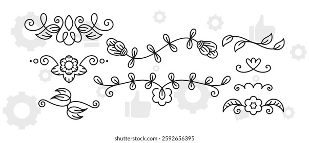 Frame border ornament. Decor line design pattern, flower luxury decoration. Book element, antique ornate classic floral. Elegant baroque label old filigree calligraphy shapes. Vector retro garish card