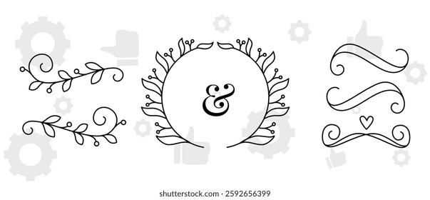 Frame border ornament. Decor line design pattern, flower luxury decoration. Book element, antique ornate classic floral. Elegant baroque label old filigree calligraphy shapes. Vector retro garish card