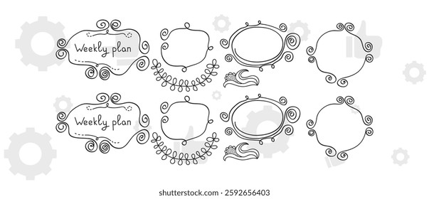 Frame border ornament. Decor line design pattern, flower luxury decoration. Book element, antique ornate classic floral. Elegant baroque label old filigree calligraphy shapes. Vector retro garish card