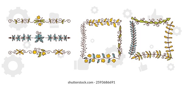 Frame border ornament. Decor line design pattern, flower luxury decoration. Book element, antique ornate classic floral.