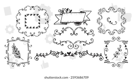 Frame border ornament. Decor line design pattern, flower luxury decoration. Book element, antique ornate classic floral.