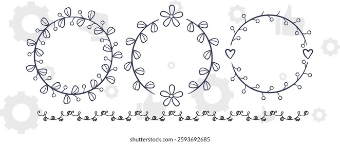 Frame border ornament. Decor line design pattern, flower luxury decoration. Book element, antique ornate classic floral. Elegant baroque label old filigree calligraphy shapes. Vector retro garish card