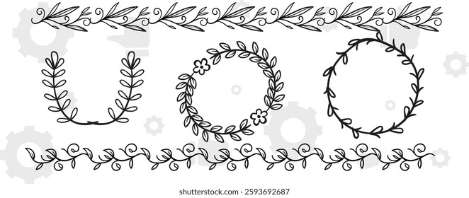 Frame border ornament. Decor line design pattern, flower luxury decoration. Book element, antique ornate classic floral. Elegant baroque label old filigree calligraphy shapes. Vector retro garish card