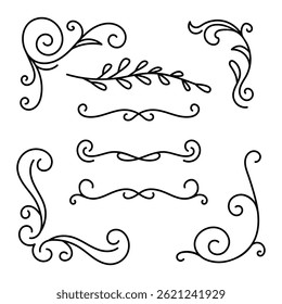 Frame border ornament. Decor line design pattern, flower luxury decoration. Book element, antique ornate classic floral. Elegant baroque label old filigree calligraphy shapes.