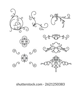 Frame border ornament. Decor line design pattern, flower luxury decoration. Book element, antique ornate classic floral. Elegant baroque label old filigree calligraphy shapes.