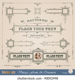 Frame, border, ornament and element in vintage style