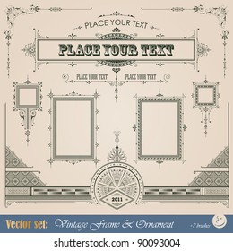 Frame, border, ornament and element in vintage style