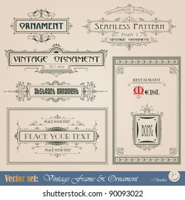 Frame, border, ornament and element in vintage style