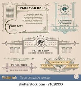 Frame, border, ornament and element in vintage style