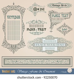 Frame, border, ornament and element in vintage style