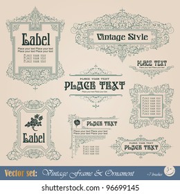 Frame, border, ornament and element in vintage style