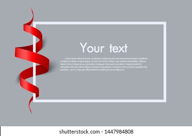 Frame and border of Red ribbon, template elements use for aniversary card , presentation or celebrate card ,Vector design element illustration.