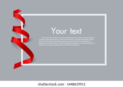 Frame and border of Red ribbon, template elements use for aniversary card , presentation or celebrate card ,Vector design element illustration.