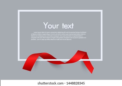 Frame and border of Red ribbon, template elements use for aniversary card , presentation or celebrate card ,Vector design element illustration.