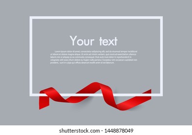 Frame and border of Red ribbon, template elements use for aniversary card , presentation or celebrate card ,Vector design element illustration.