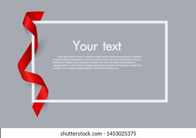 Frame and border of Red ribbon, template elements use for anniversary card, presentation or celebrate card ,Vector design element illustration.