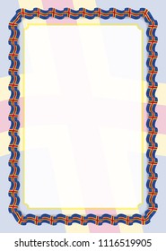 Frame and border of ribbon with Aland flag, template elements for your certificate and diploma. Vector