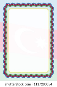 Frame and border of ribbon with Azerbaijan flag, template elements for your certificate and diploma. Vector.