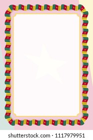 Frame and border of ribbon with Cameroon flag, template elements for your certificate and diploma. Vector.