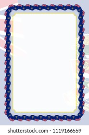 Frame and border of ribbon with Cayman Islands flag, template elements for your certificate and diploma. Vector.