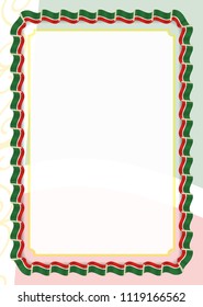 Frame and border of ribbon with Chechen flag, template elements for your certificate and diploma. Vector.