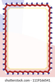 Frame and border of ribbon with Chile flag, template elements for your certificate and diploma. Vector.