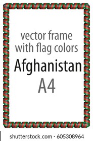Frame and border of ribbon with the colors of the Afghanistan flag
