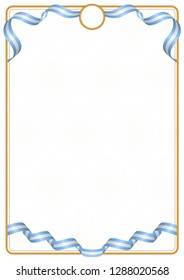 Frame and border of ribbon with the colors of the Argentina flag, template elements for your certificate and diploma