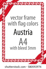 Frame and border of ribbon with the colors of the Austria flag