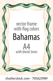 Frame and border of ribbon with the colors of the Bahamas flag