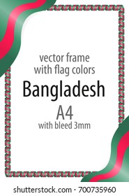 Frame and border of ribbon with the colors of the Bangladesh flag