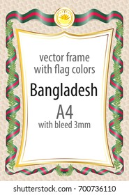 Frame and border of ribbon with the colors of the Bangladesh flag