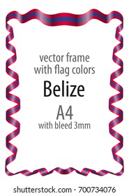 Frame and border of ribbon with the colors of the Belize flag