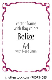 Frame and border of ribbon with the colors of the Belize flag