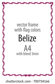 Frame and border of ribbon with the colors of the Belize flag