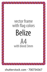Frame and border of ribbon with the colors of the Belize flag