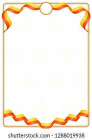 Frame and border of ribbon with the colors of the Bhutan flag, template elements for your certificate and diploma