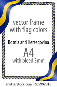 Frame and border of ribbon with the colors of the Bosnia and Herzegovina flag