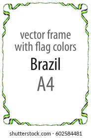 Frame and border of ribbon with the colors of the Brazil flag