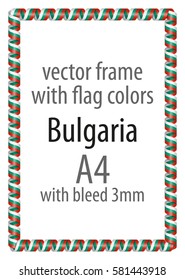 Frame and border of ribbon with the colors of the Bulgaria flag