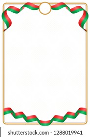 Frame and border of ribbon with the colors of the Burkina Faso flag, template elements for your certificate and diploma