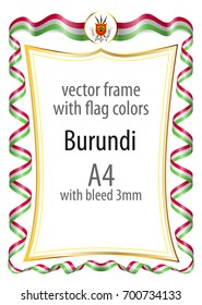 Frame and border of ribbon with the colors of the Burundi flag