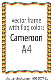 Frame and border of ribbon with the colors of the Cameroon flag