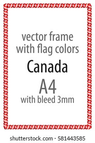 Frame and border of ribbon with the colors of the Canada flag