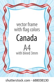 Frame and border of ribbon with the colors of the Canada flag