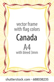 Frame and border of ribbon with the colors of the Canada flag