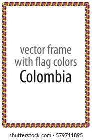 Frame and border of ribbon with the colors of the Colombia flag