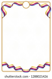 Frame and border of ribbon with the colors of the Comoros flag, template elements for your certificate and diploma