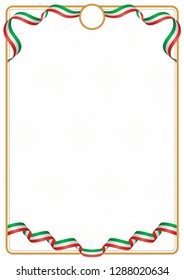 Frame and border of ribbon with the colors of the Congo flag, template elements for your certificate and diploma