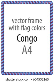 Frame and border of ribbon with the colors of the Congo flag